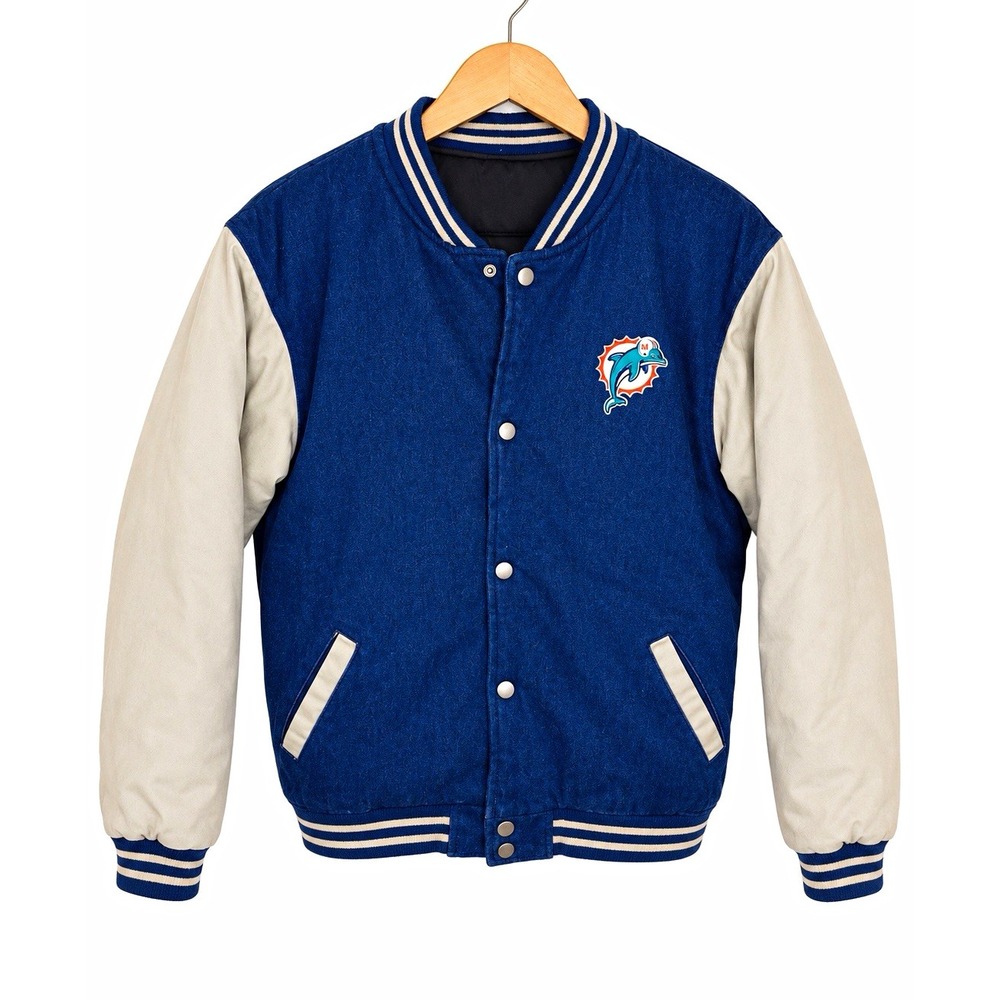 Miami Dolphins NFL Varsity Jacket Blue Bomber Haddad Vintage (Men - S; Wom- L)